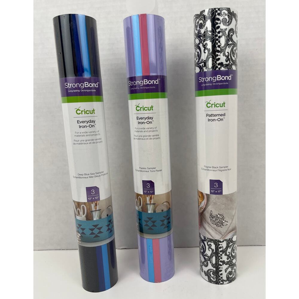 Cricut Brand StrongBond Everyday Iron-On Vinyl 3 Packs 3 Sheets Each Blue Purple